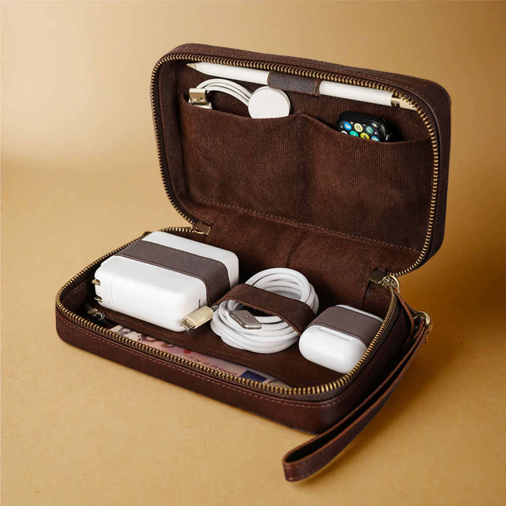 Trousse de rangement en cuir