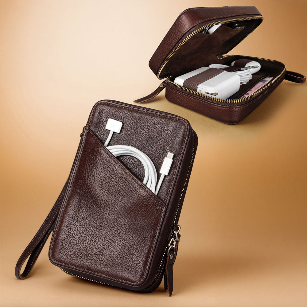 Trousse de rangement en cuir